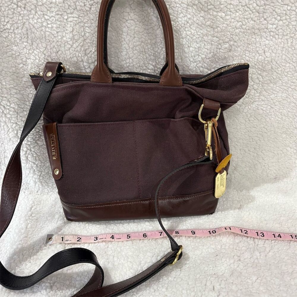 R. Riveter Dark Brown Leather Shoulder Bag Medium Striped Unisex Adults